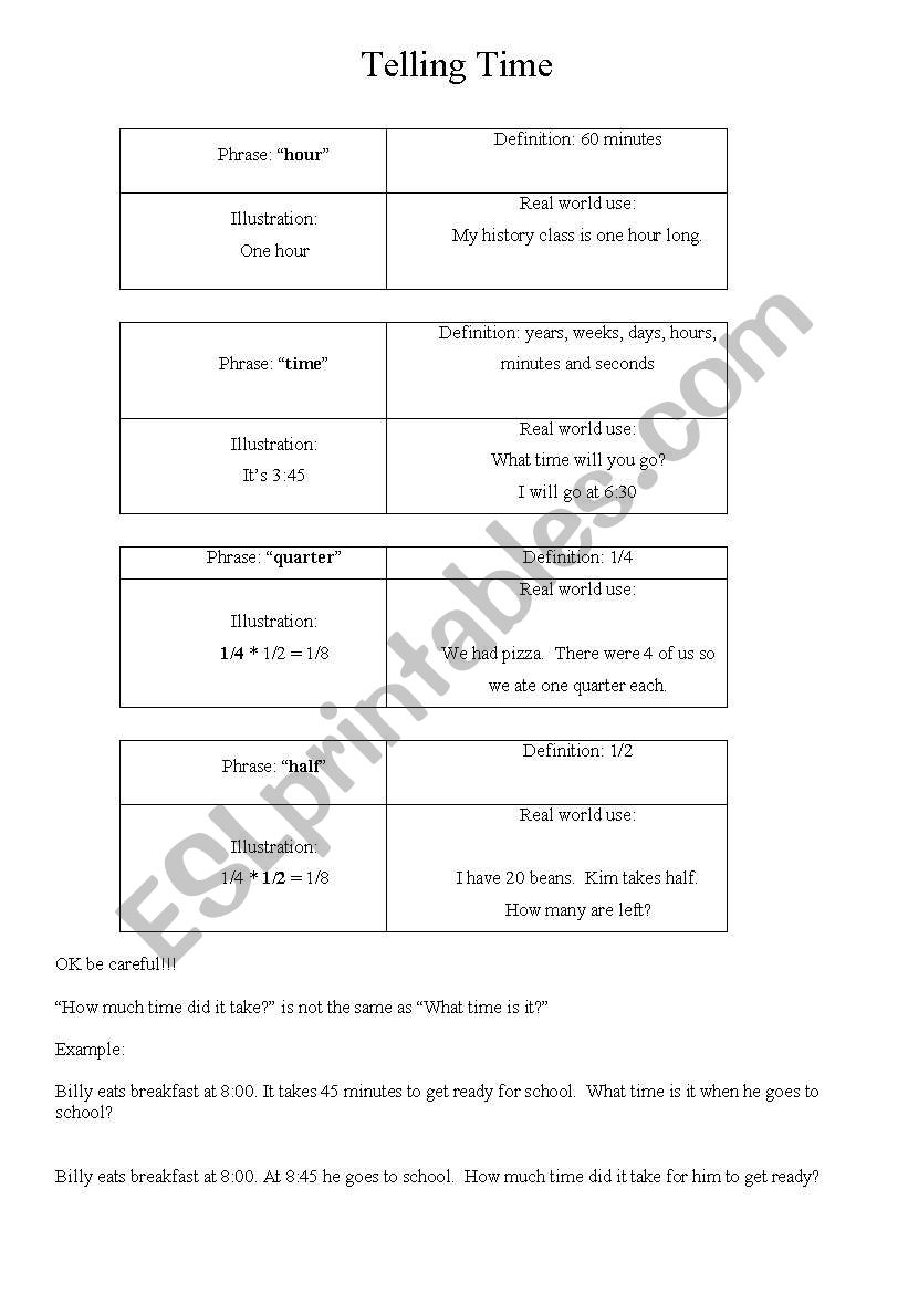 Math terms worksheet