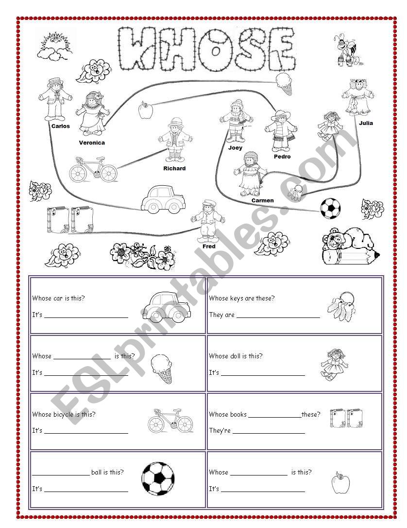 Whose & possession worksheet