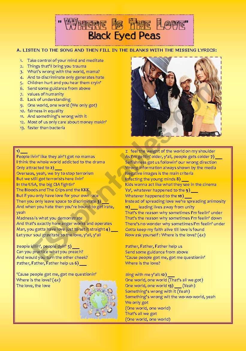 MULTICULTURALISM + RACISM - song Â´Where is the LoveÂ´ (Black Eyed Peas) 