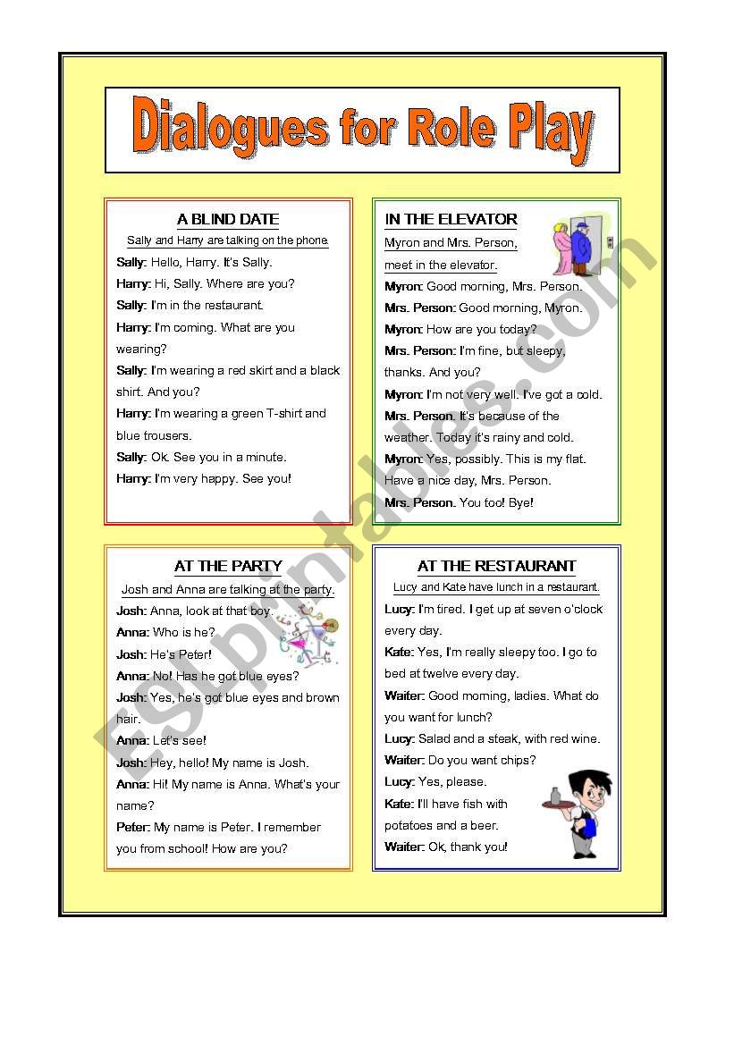 Dialogues for Role Play worksheet