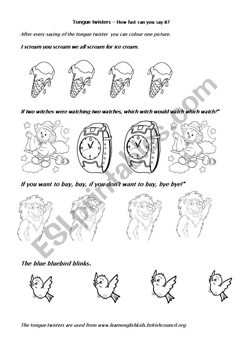 Tongue Twisters worksheet