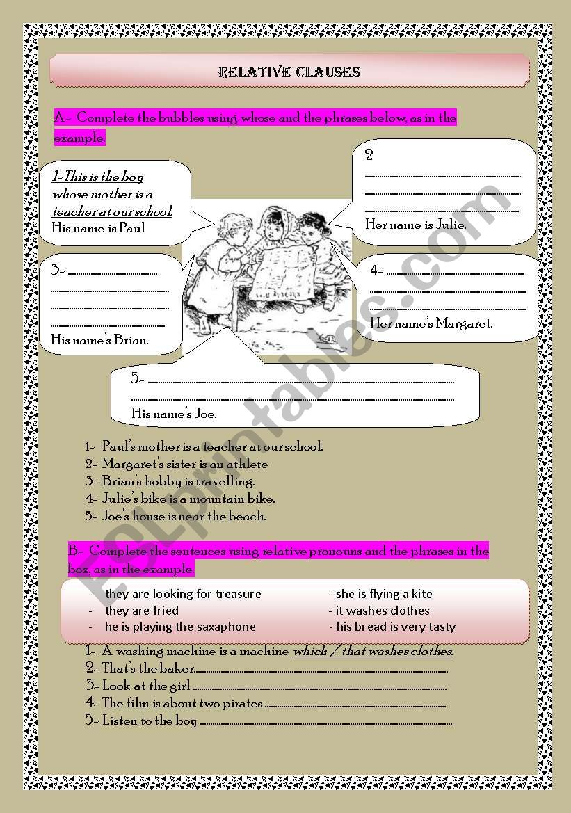 Relative Clauses worksheet