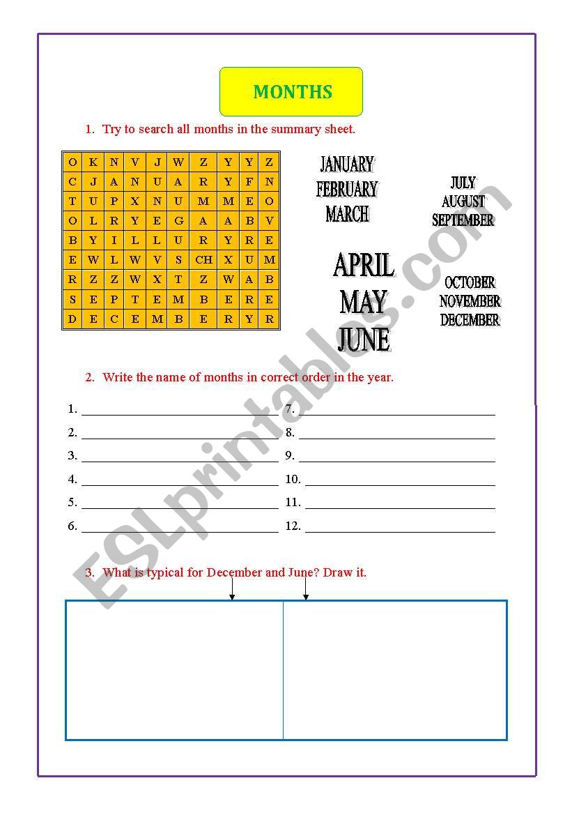 MONTHS worksheet