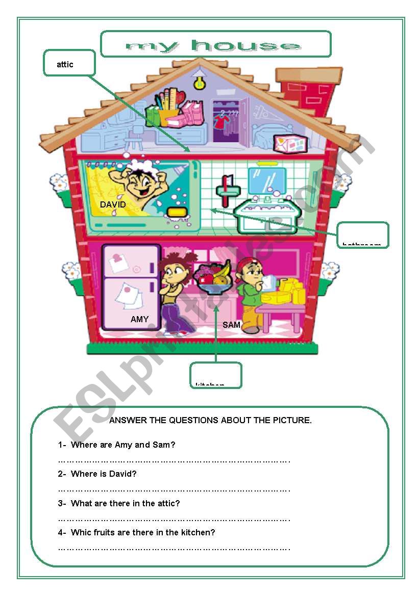 my house (picture eliciting) worksheet