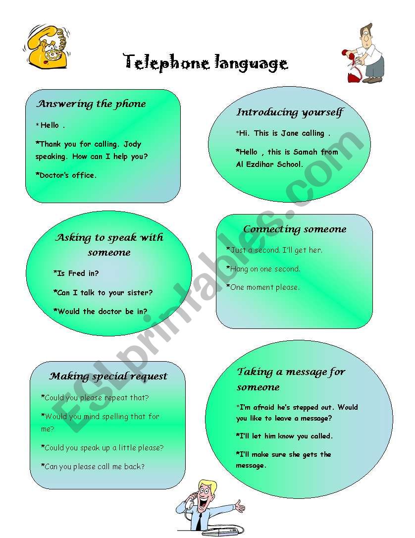 Telepone language worksheet