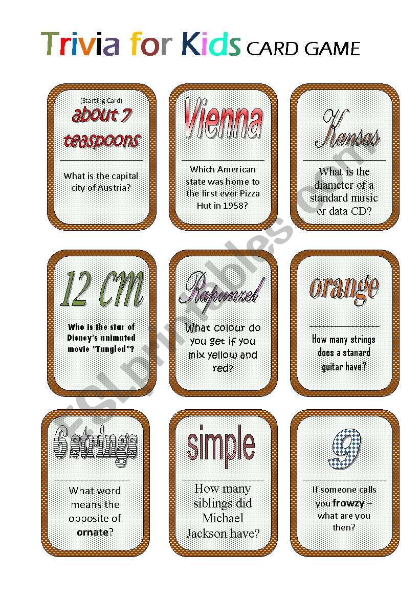 Card Game: Trivia for Kids (1) - *3pgs