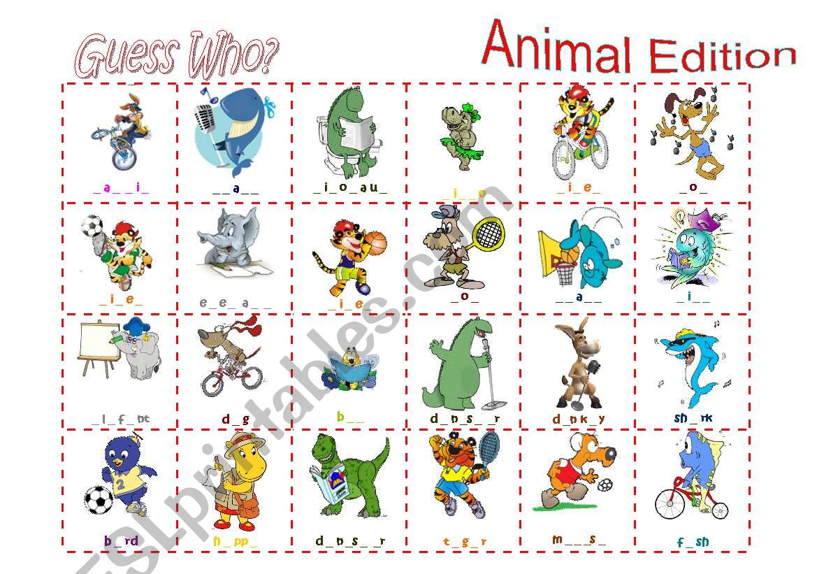 guess who animal adaptation worksheet