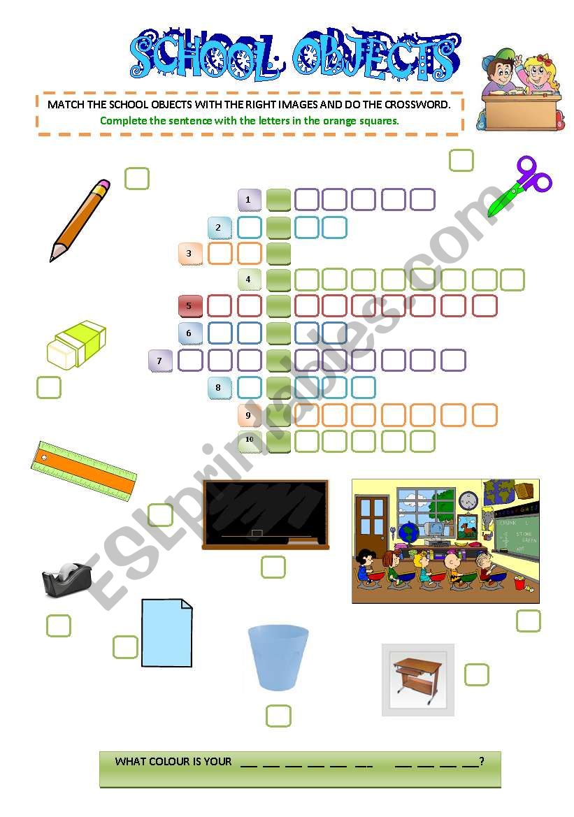 SCHOOL OBJECTS worksheet