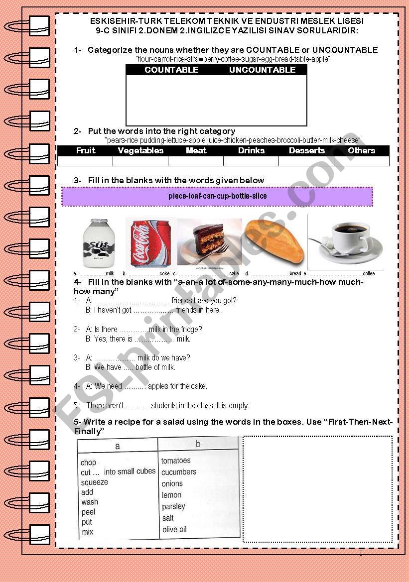 exam paper for ninth classes part 1