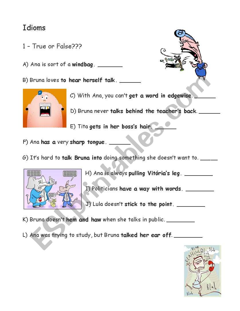 Idioms worksheet