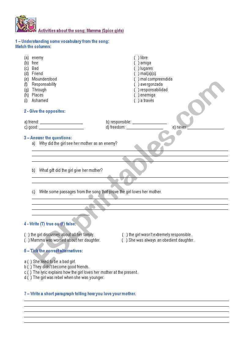 MOTHERS DAY  worksheet