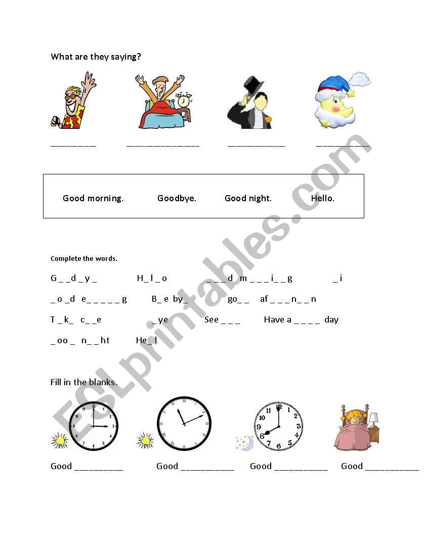 Greeting worksheet