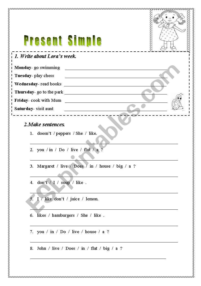 Present simple  worksheet