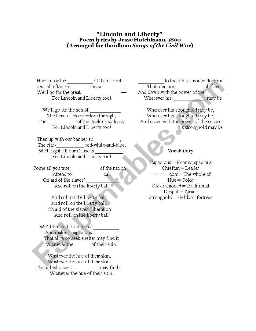 Lincoln and Liberty, too (Lincoln campaign song from 1860)