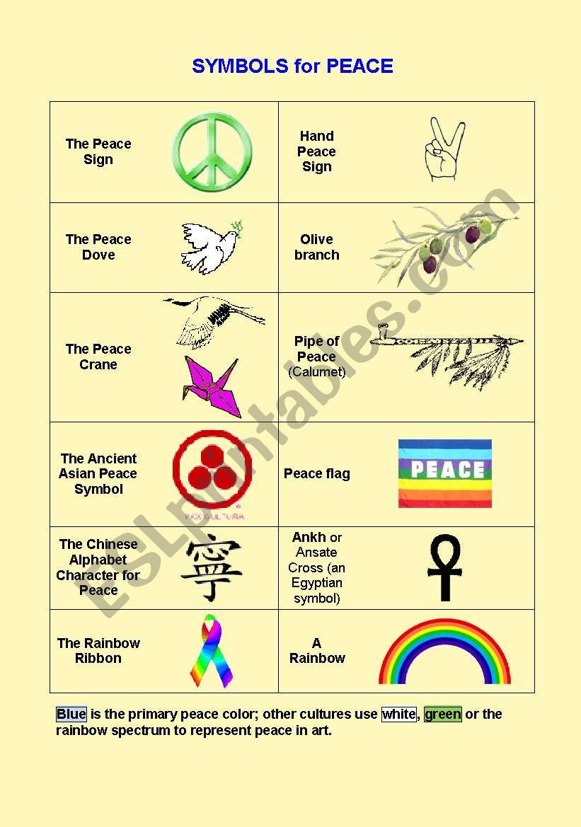 Symbols for Peace worksheet