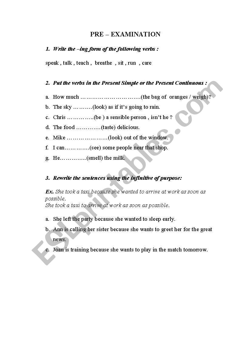 Sample Test for Elementary Students