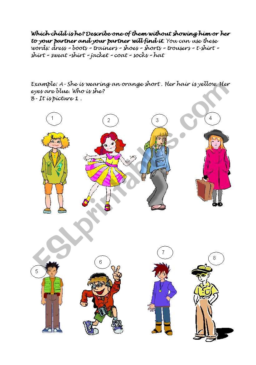 description worksheet