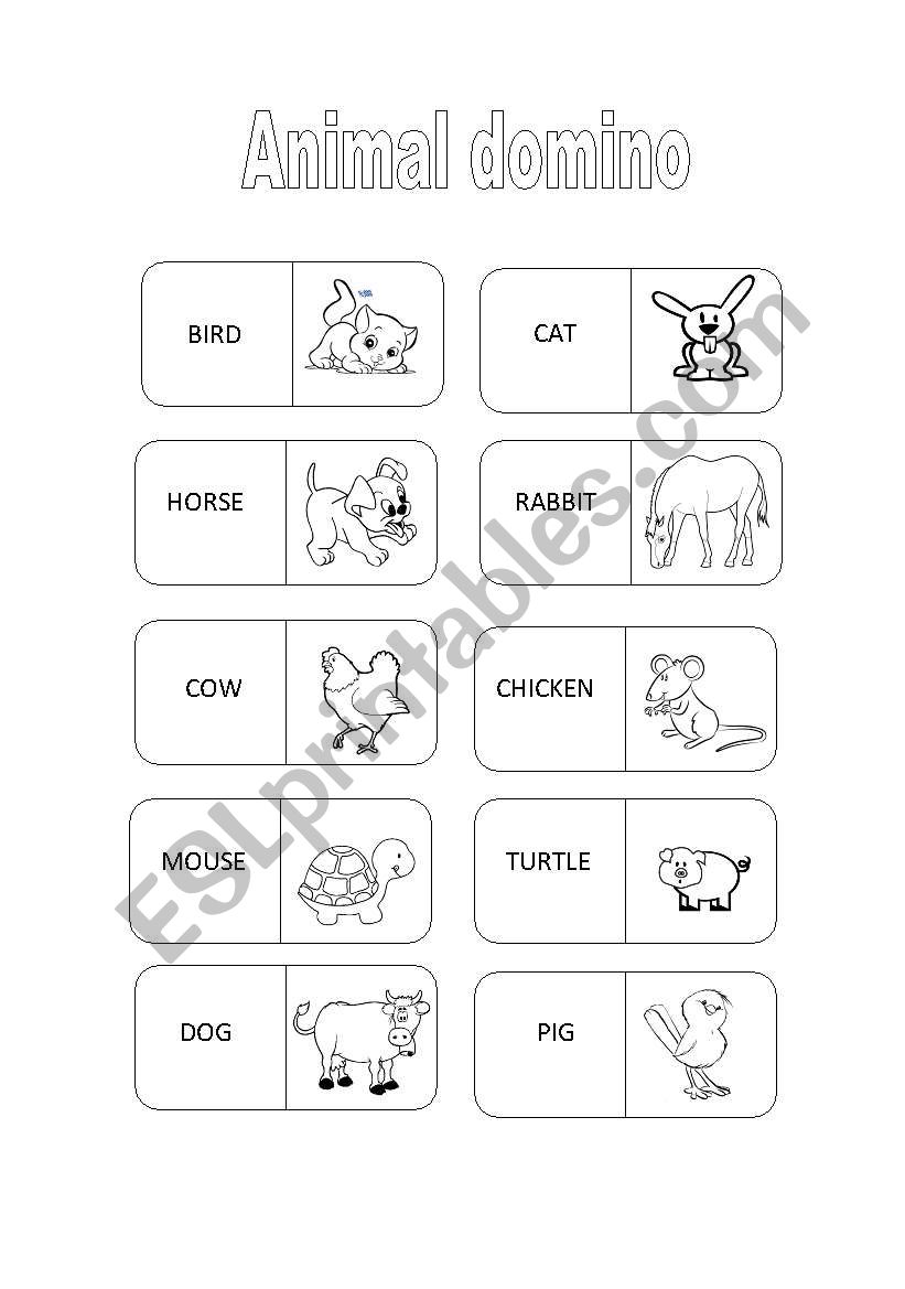 Animal Domino worksheet