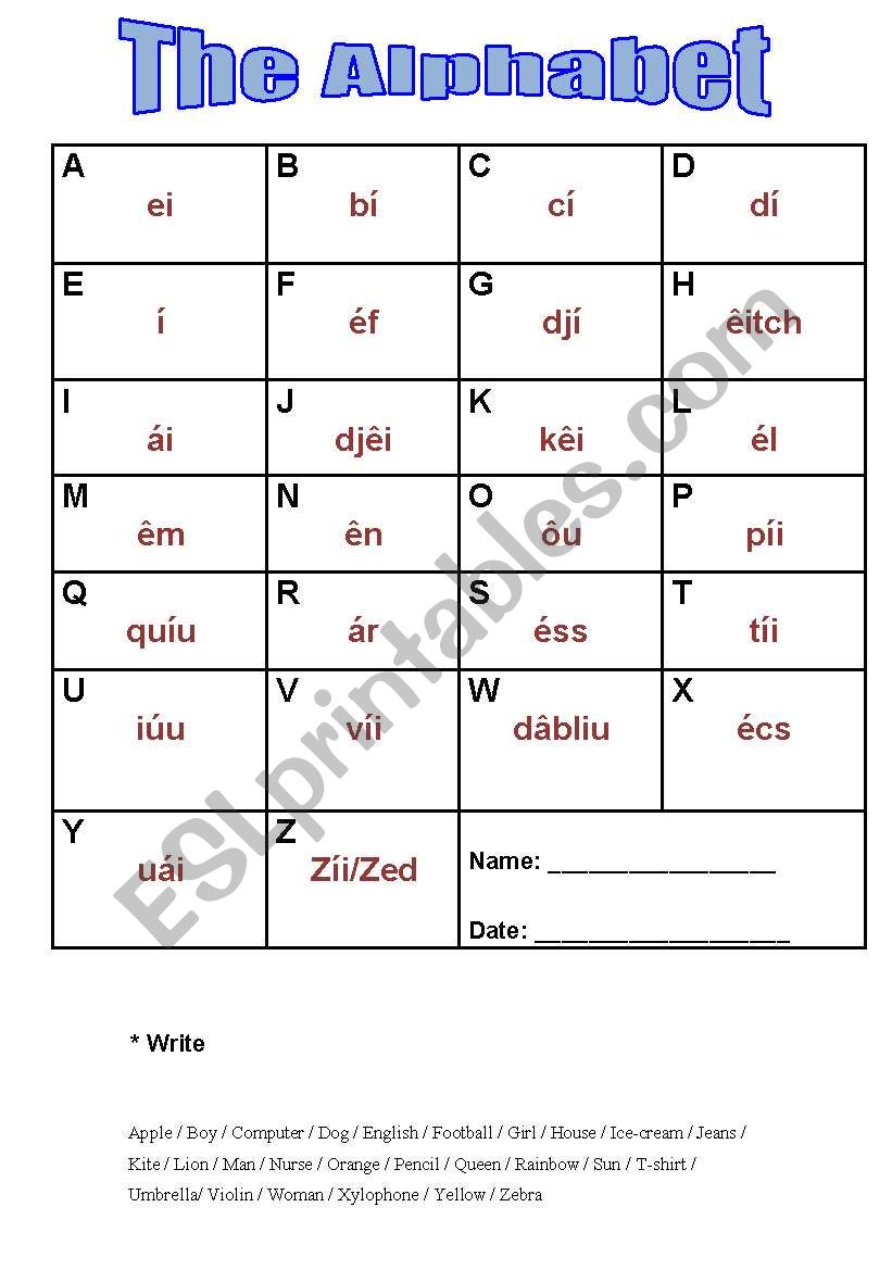 the alphabet worksheet