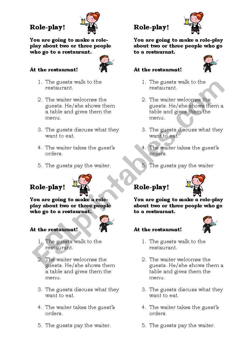 Restaurant role play worksheet