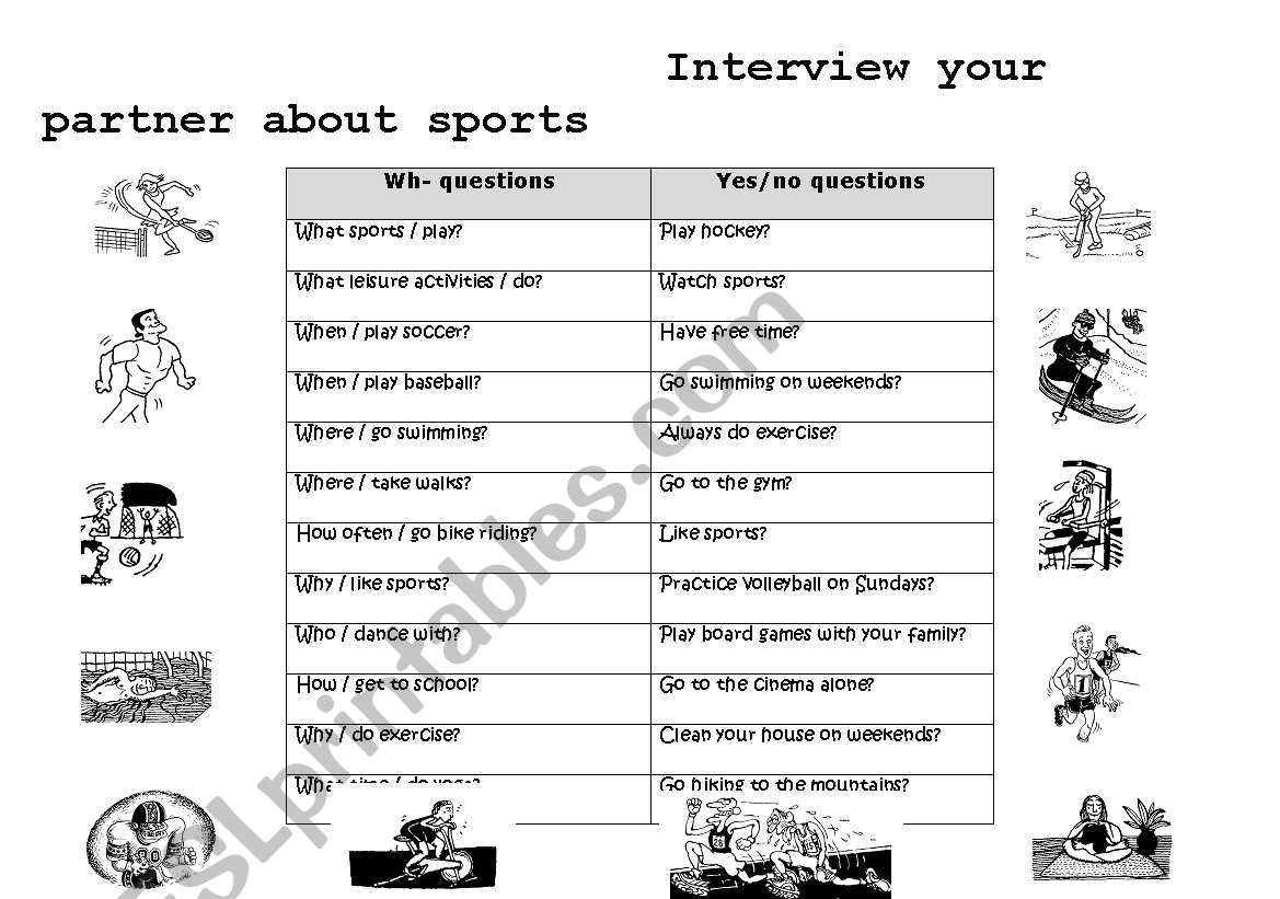 Interview your partner about sports