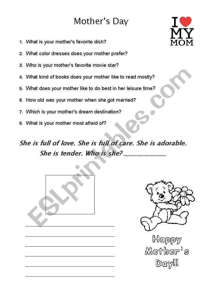Mothers Day worksheet