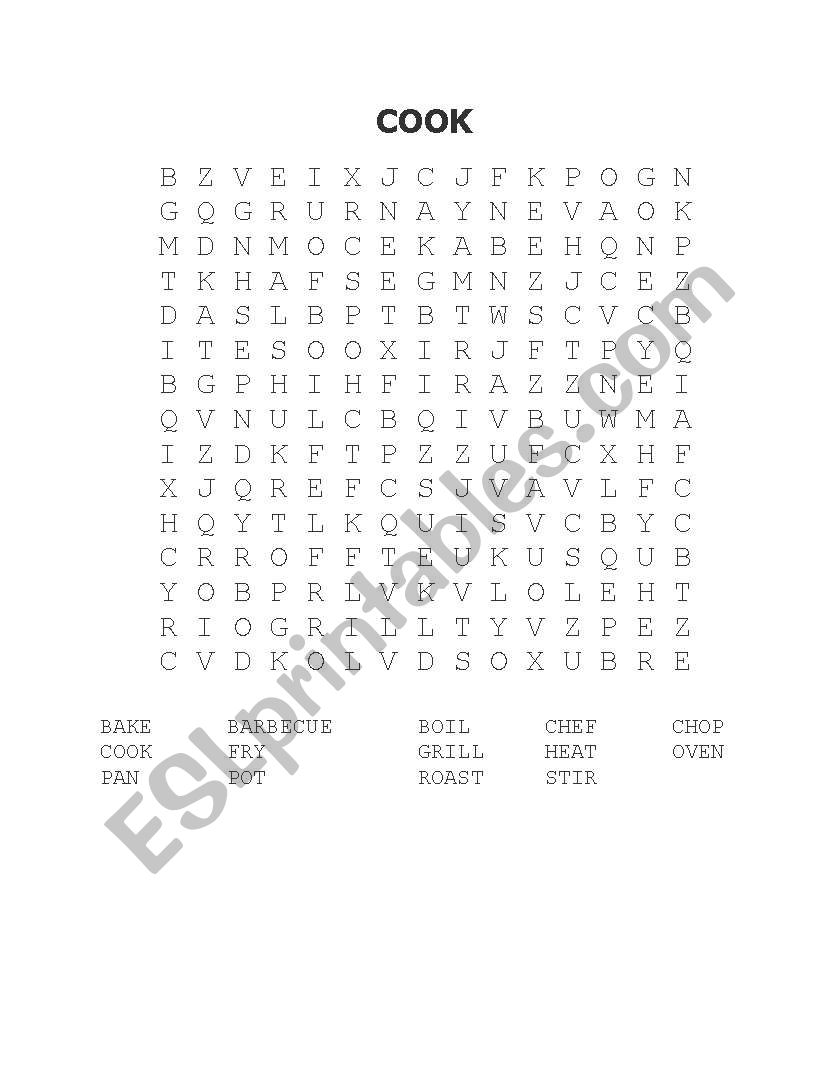 COOK WORD SEARCH worksheet