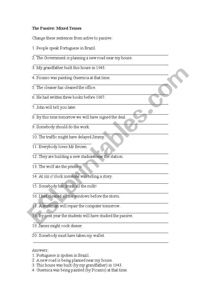 the passive worksheet