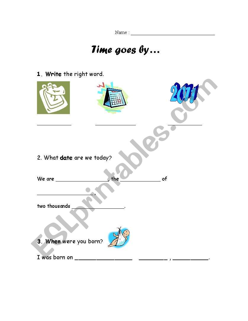 Time goes by worksheet