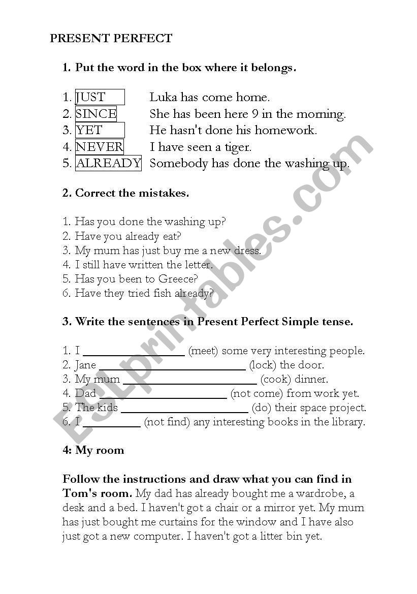 Present Perfect Simple worksheet