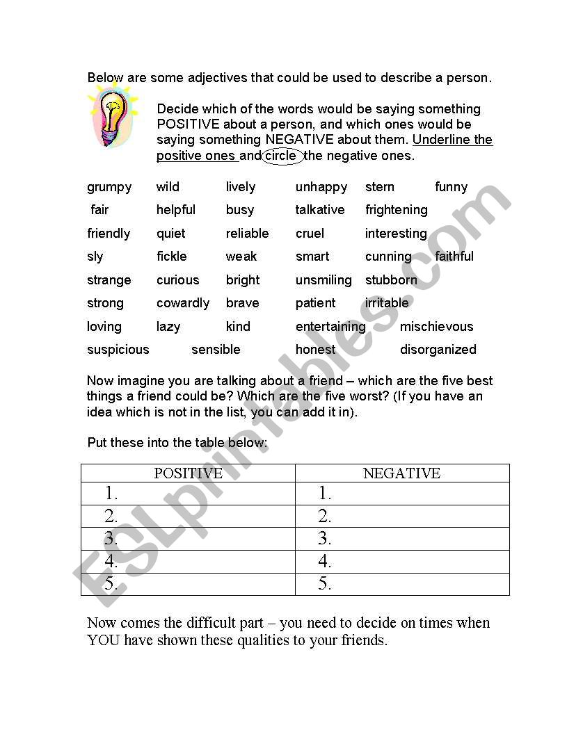 adjectives worksheet