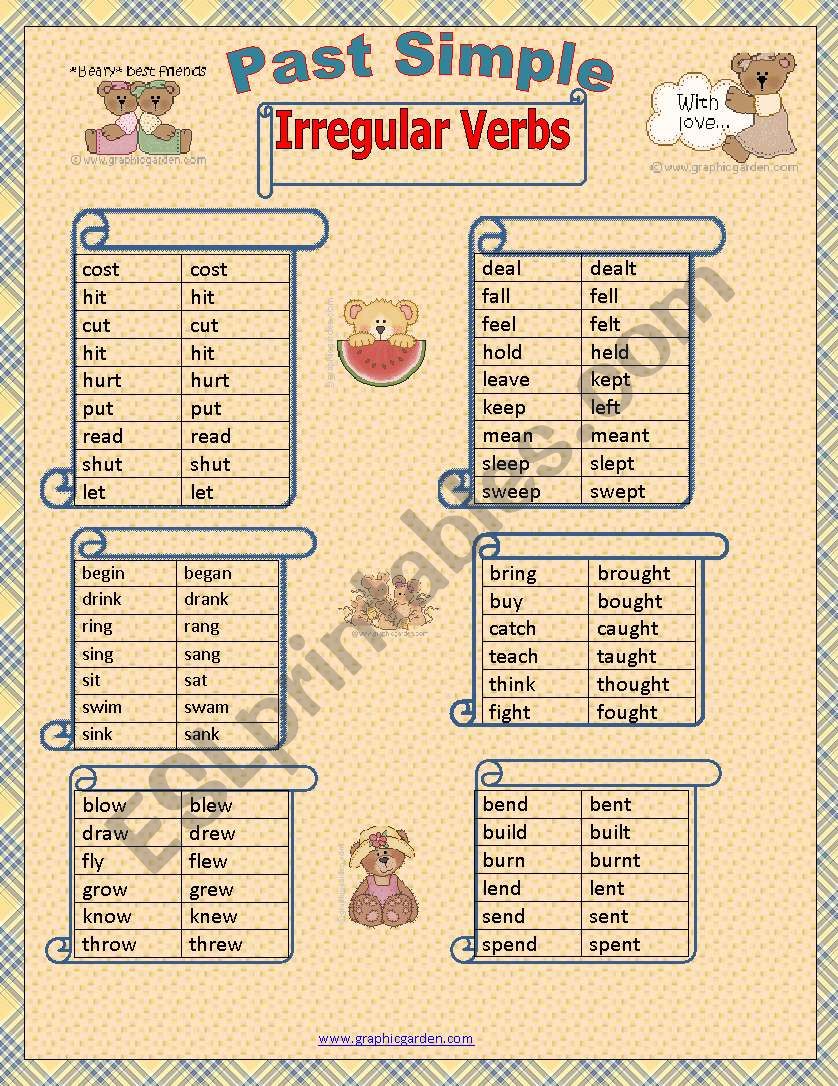 Past Simple Irregular Verbs first page