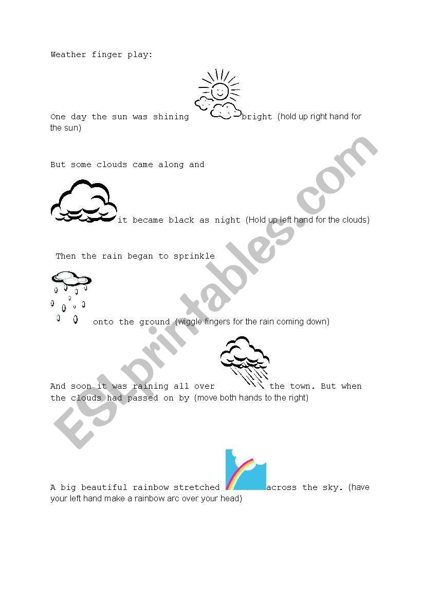 weather finger play and color worksheet