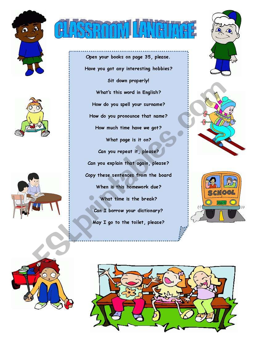 CLASSROOM LANGUAGE worksheet