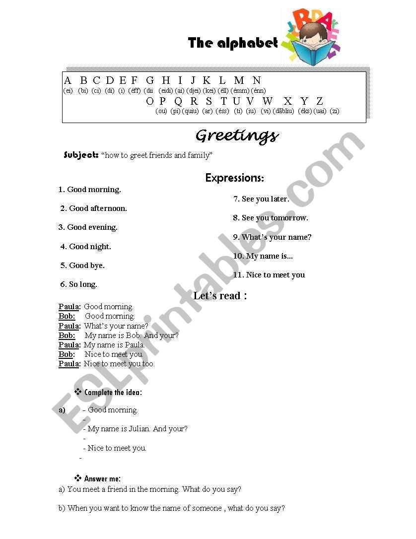 The Alphabet worksheet