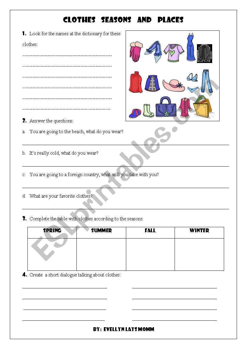 clothes and seasons part II worksheet