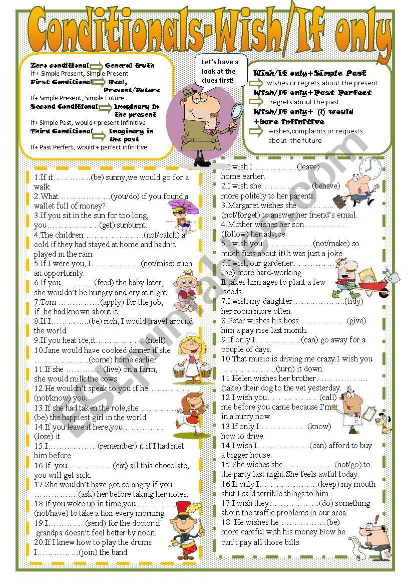 Conditionals-Wish/If only worksheet