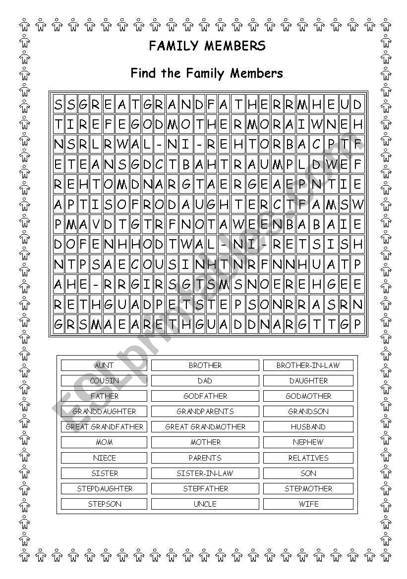 Family Members worksheet