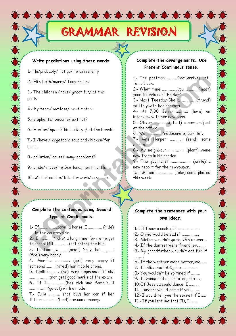 grammar exercises revision