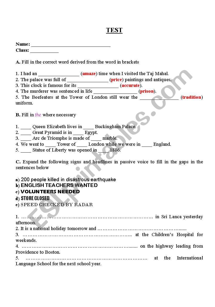 Test 2 worksheet