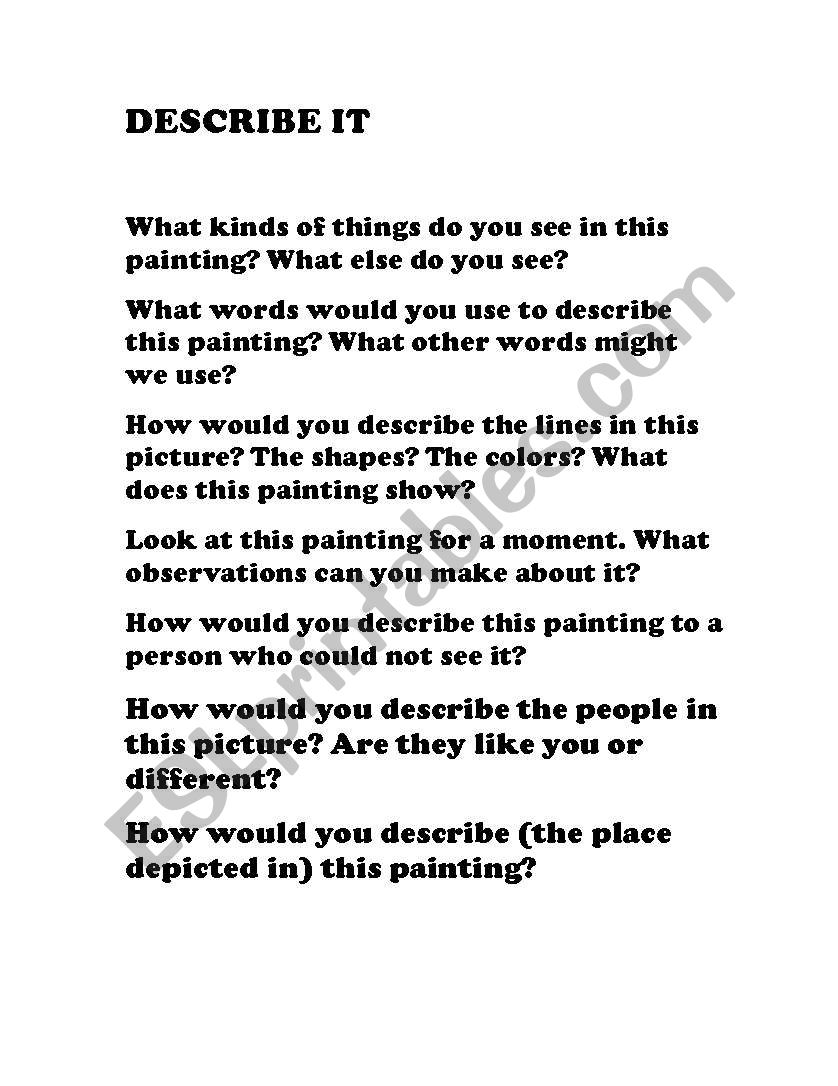 Writing About Art worksheet