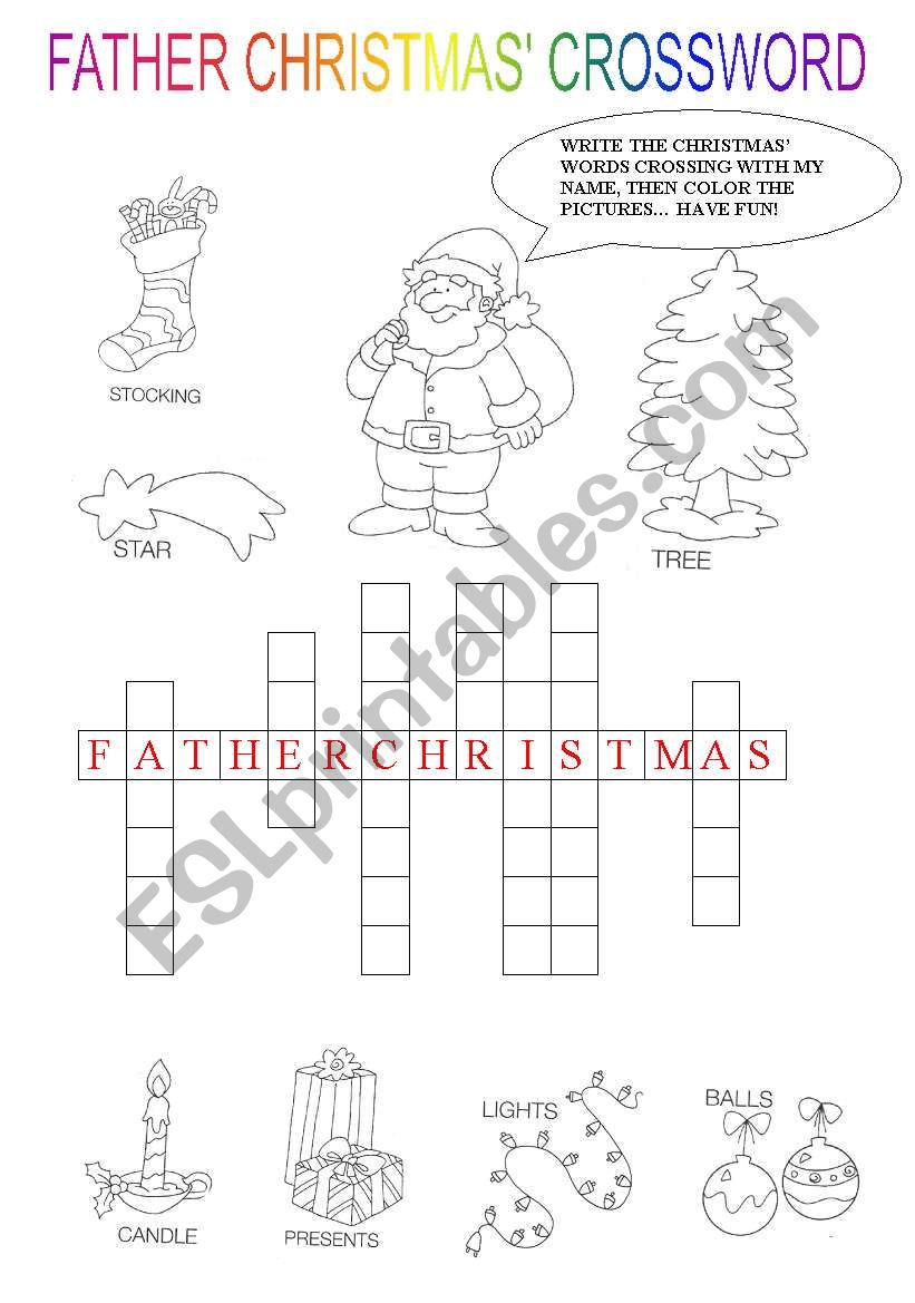 FATHER CHRISTMAS CROSSWORD worksheet