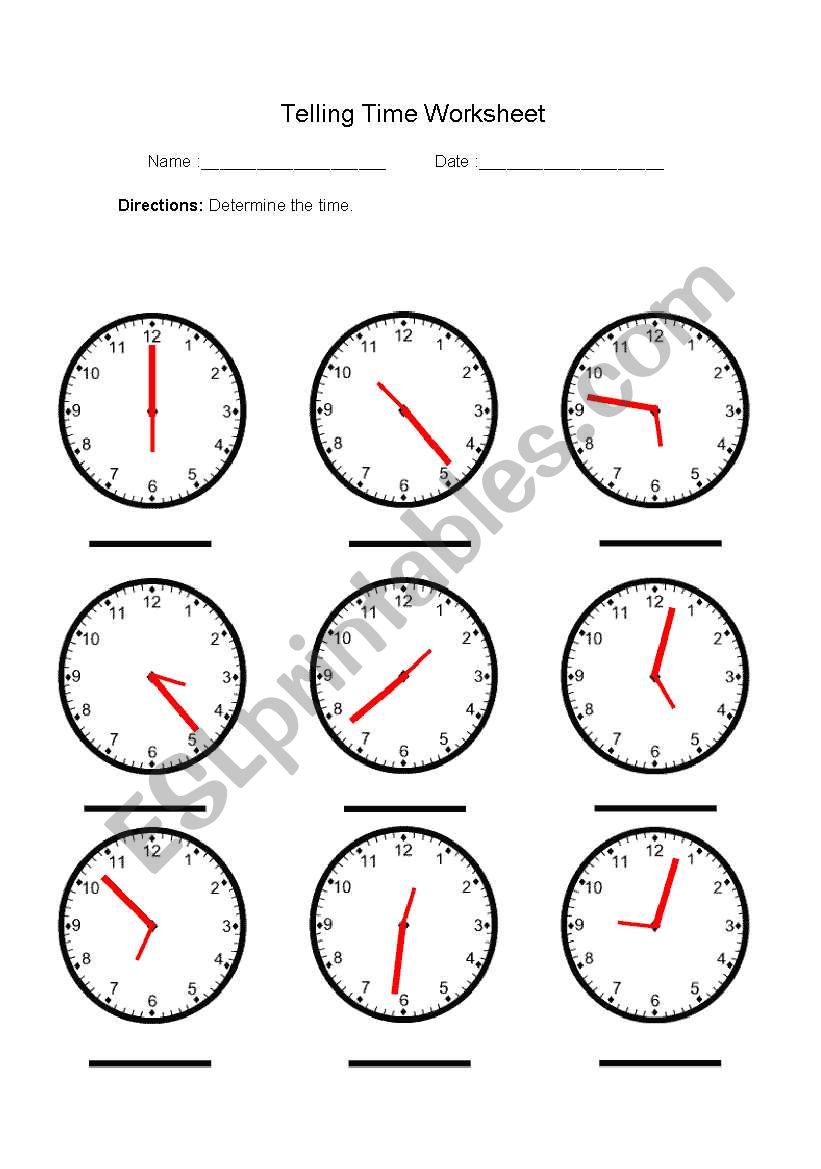 TELLING TIME  worksheet