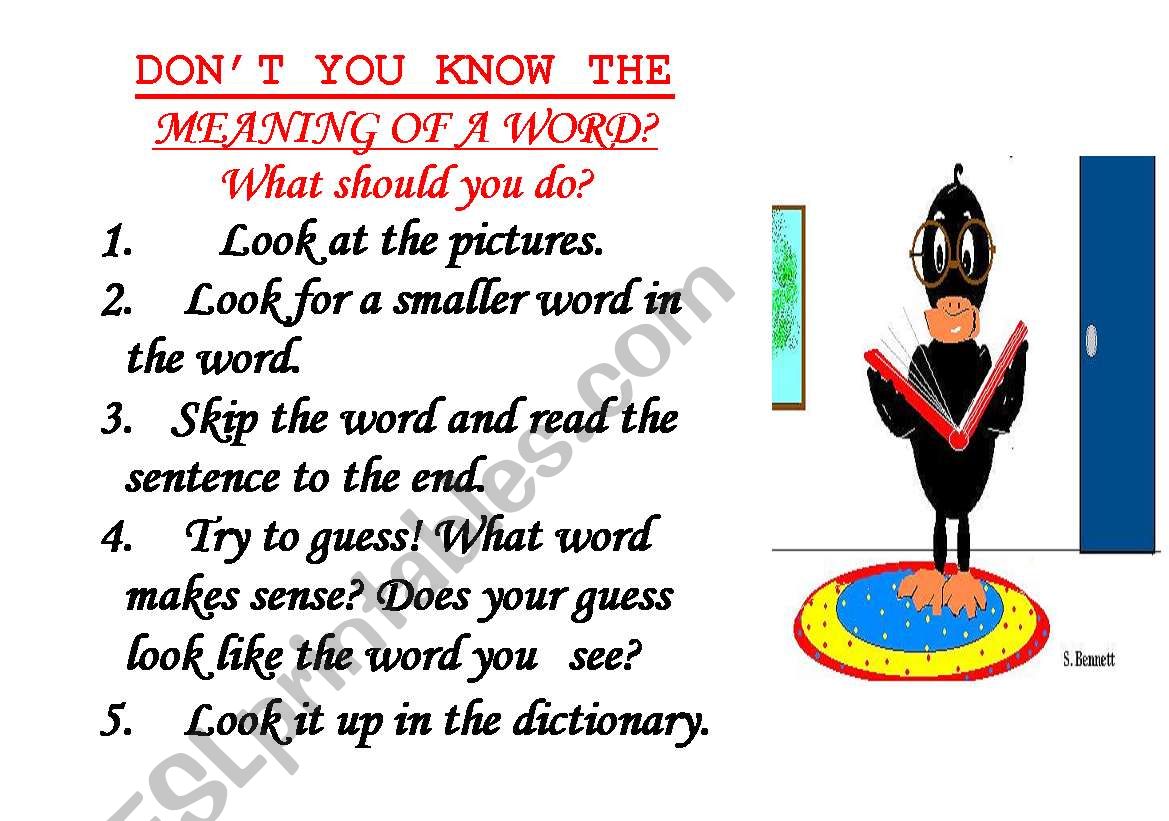 dont know  a word worksheet