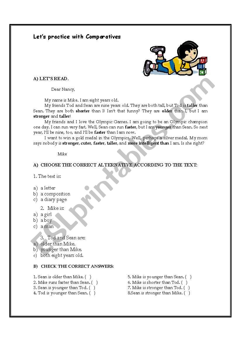 Reading Activity with comparison