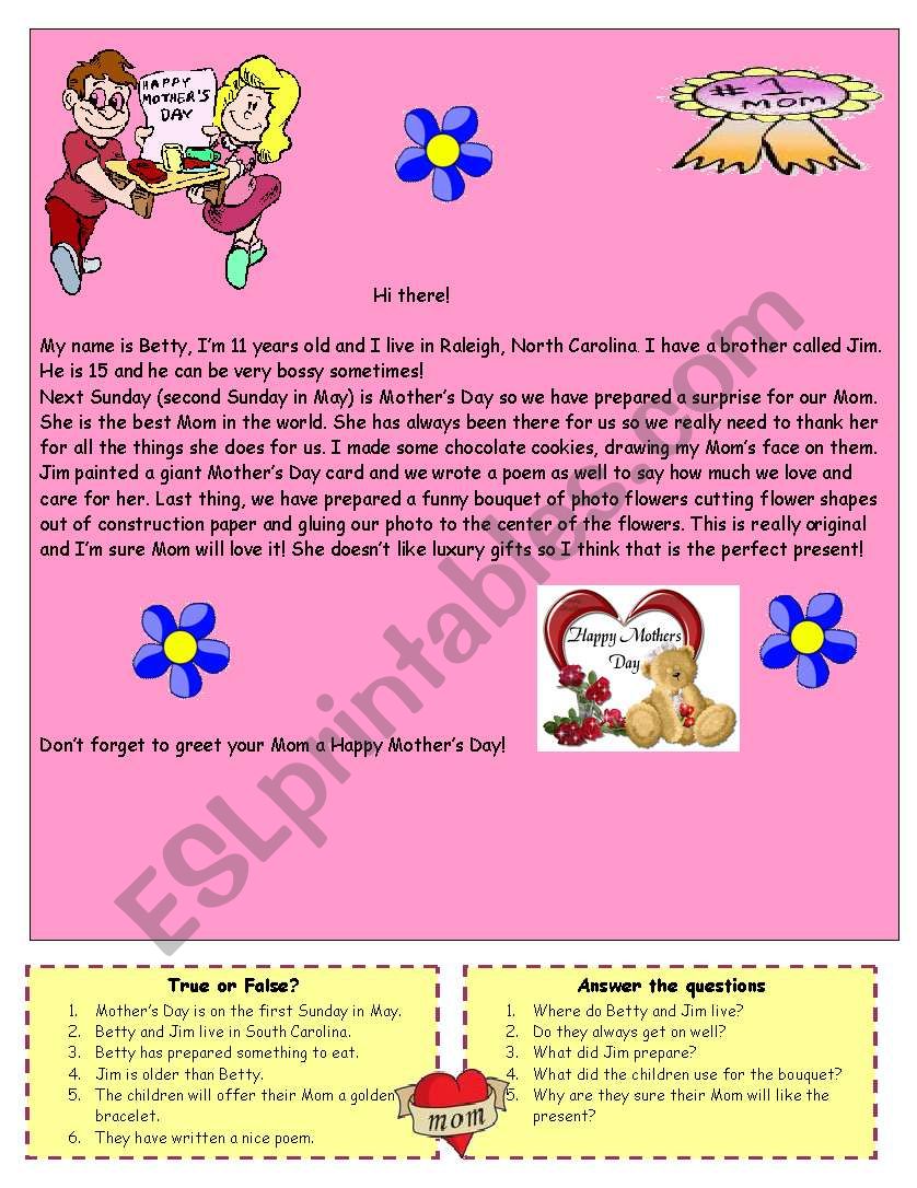 Happy Mothers Day! worksheet