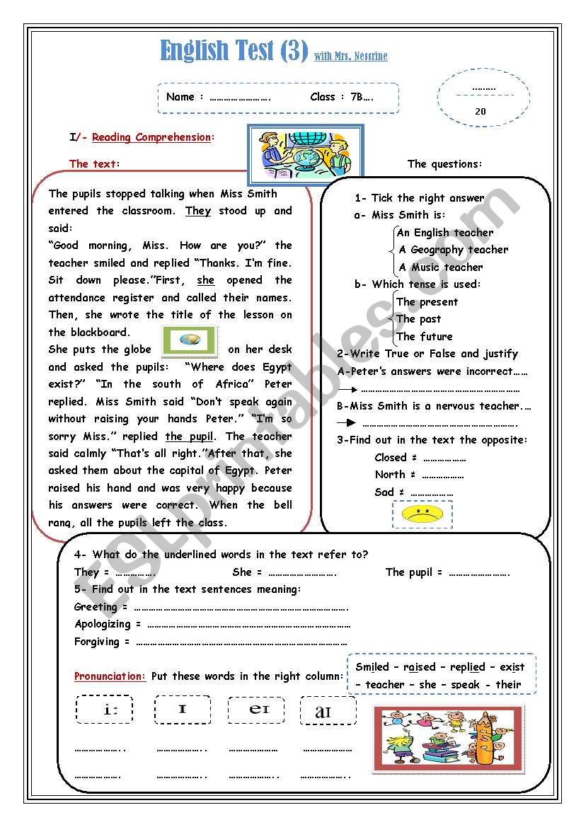 English Test worksheet