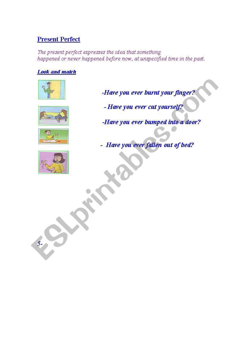 present perfect worksheet