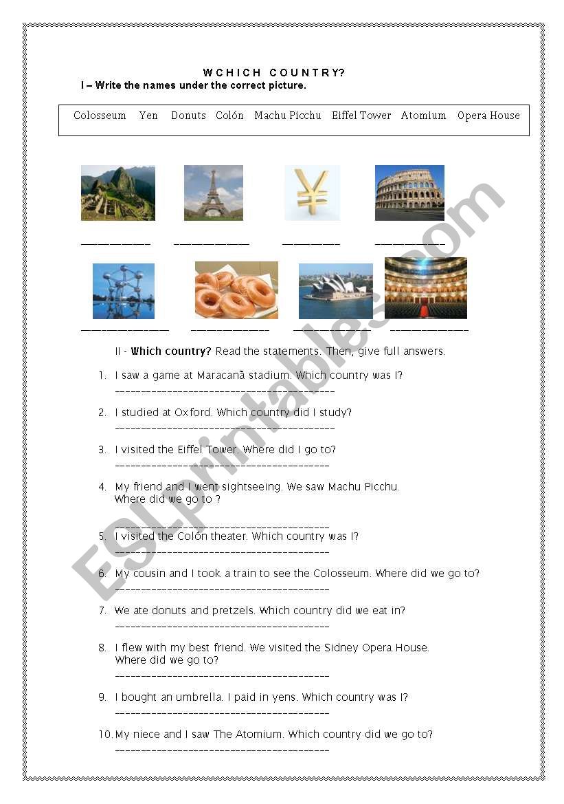 Which Country? worksheet