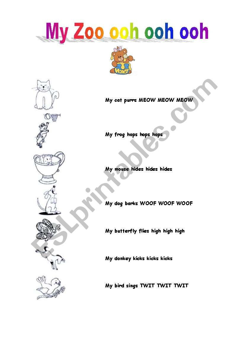 my zoo ooh ooh ooh : a basis for several exercises of vocabulary and others